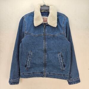 LEVI'S WESTERN MEN'S SMALL COLLARED SHERPA JACKET MEDIUM WASH LM5RC222 NWOT